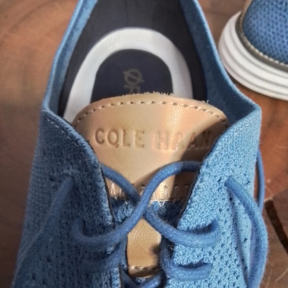Cole Haan Men's Original Grand Stitchlite Wingtip Oxfords Blue Knit - 8.5